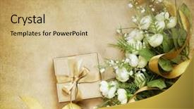  Presentation with greeting card - Amazing presentation design having text box - vintage greeting card backdrop and a coral colored foreground