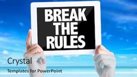  Presentation with tablet - Slide deck featuring protestant reformation - tablet pc with text break background and a arctic colored foreground