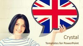  Presentation with english foreign language - PPT layouts having text bubble of british flag background and a cream colored foreground