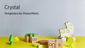  Presentation with wooden building blocks - Slide deck having text copyspace or baby products background and a light gray colored foreground