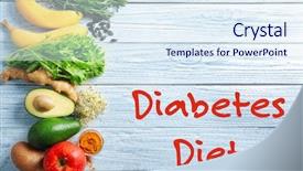  Presentation with diabetes diet - Beautiful PPT theme featuring text diabetes diet and healthy backdrop and a  colored foreground