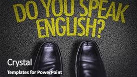  Presentation with shoes - PPT layouts enhanced with text do you speak english background and a dark gray colored foreground