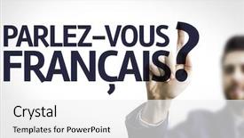  Presentation with 3d man business leader - Colorful PPT theme enhanced with text do you speak french backdrop and a white colored foreground