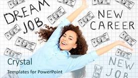  Presentation with new job description - Cool new PPT layouts with text dream job new career backdrop and a cool aqua colored foreground