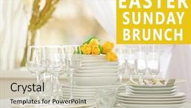  Presentation with easter - PPT theme featuring text easter sunday brunch on background clean dishware on table background and a soft green colored foreground