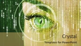  Presentation with matrix - Slides with text encrypt - modern cyber woman with matrix background and a yellow colored foreground