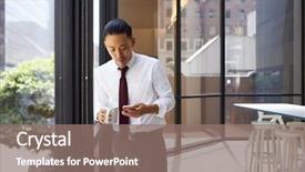  Presentation with modern - Theme enhanced with text features - asian businessman standing in modern background and a gray colored foreground