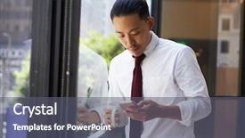  Presentation with phone - Colorful theme enhanced with text features - asian businessman using phone backdrop and a  colored foreground