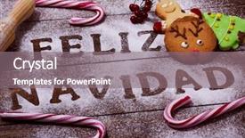  Presentation with christmas candy - Colorful slide set enhanced with text feliz navidad merry christmas backdrop and a gray colored foreground