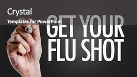  Presentation with vaccine - Audience pleasing PPT theme consisting of text get your flu backdrop and a dark gray colored foreground