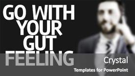  Presentation with gut - Beautiful PPT theme featuring text go with your gut backdrop and a dark gray colored foreground