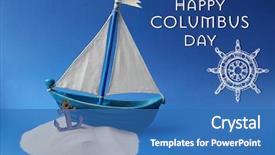  Presentation with happy holiday - Audience pleasing presentation consisting of columbus day with wooden boat backdrop and a ocean colored foreground