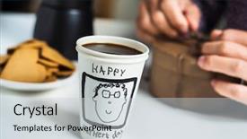  Presentation with pen laptop coffee cup clips - PPT theme featuring text happy fathers day handwritten background and a light gray colored foreground