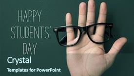  Presentation with black students - Beautiful slide set featuring text happy students day backdrop and a ocean colored foreground