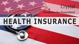  Presentation with health insurance - Beautiful slide deck featuring text health insurance and stethoscope backdrop and a red colored foreground