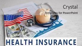  Presentation with health insurance - Slide set enhanced with text health insurance money stethoscope background and a light gray colored foreground