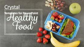  Presentation with healthy food - Cool new presentation with text healthy food different products backdrop and a gray colored foreground