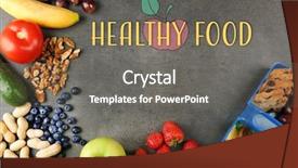  Presentation with healthy lunchbox - Audience pleasing PPT theme consisting of text healthy food different products backdrop and a gray colored foreground