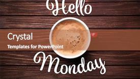  Presentation with hello kitty cartoon - Audience pleasing slides consisting of text hello monday and cup backdrop and a red colored foreground