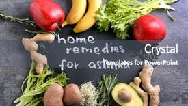  Presentation with fresh fruits vegetables - Audience pleasing presentation consisting of text home remedies for asthma backdrop and a gray colored foreground
