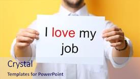  Presentation with love between man and woman - Presentation design consisting of text i love my job background and a sky blue colored foreground