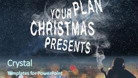  Presentation with invitation - Presentation theme with text in the city night background and a ocean colored foreground