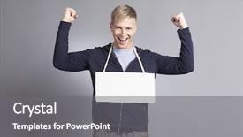  Presentation with lonely man new zealand tourists - Theme featuring joyful laughing man with raised background and a light gray colored foreground