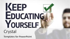  Presentation with 3d man business leader - Amazing PPT theme having text keep educating yourself backdrop and a white colored foreground