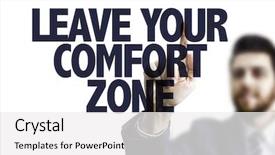  Presentation with leave - Beautiful PPT theme featuring text leave your comfort zone backdrop and a white colored foreground