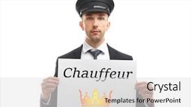  Presentation with one young man exercising handball - PPT layouts having text limousine - young man standing with banner background and a white colored foreground