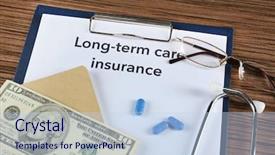  Presentation with long term care - Presentation theme with text long-term care insurance background and a sky blue colored foreground