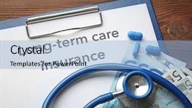  Presentation with long term care - Presentation consisting of text long-term care insurance background and a light blue colored foreground
