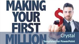  Presentation with first - Slide deck with text making your first million background and a ocean colored foreground