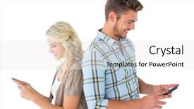  Presentation with smartphones - Beautiful presentation theme featuring text message - attractive couple using their smartphones backdrop and a white colored foreground