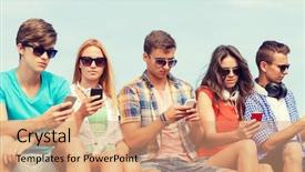  Presentation with friendship - Amazing presentation design having text message - friendship summer technology and people backdrop and a coral colored foreground