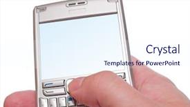  Presentation with personal - PPT theme featuring text message - typing on personal digital assistant background and a sky blue colored foreground