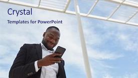  Presentation with text message - Beautiful slide set featuring text message on the smartphone backdrop and a  colored foreground