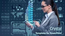  Presentation with concept - PPT theme consisting of text mining - businesswoman with mobile in business background and a  colored foreground
