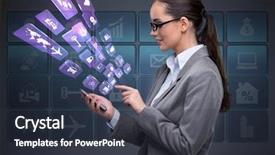  Presentation with mining - Amazing PPT layouts having text mining - businesswoman with mobile in business backdrop and a tawny brown colored foreground