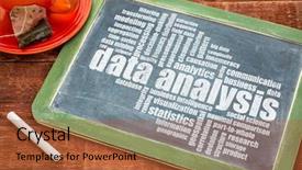  Presentation with data analysis - Slide deck featuring text mining - data analysis word cloud background and a  colored foreground