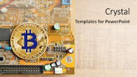  Presentation with motherboard - Presentation consisting of text mining - golden bitcoin with pc motherboard background and a lemonade colored foreground