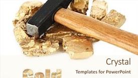  Presentation with nuggets - Presentation theme enhanced with text mining - golden nuggets with hummer isolated background and a cream colored foreground
