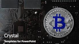  Presentation with circuit board - Beautiful presentation design featuring text miningand datamining - silver bitcoin on circuit board backdrop and a  colored foreground