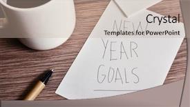  Presentation with pen - Slide deck enhanced with text new year goals handwritten background and a mint green colored foreground