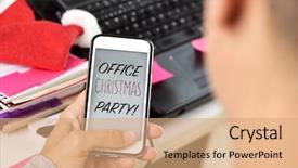  Presentation with invitation party - Audience pleasing PPT theme consisting of text office christmas party backdrop and a coral colored foreground