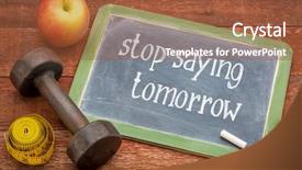  Presentation with tape measure - Beautiful PPT theme featuring text on a slate blackboard backdrop and a red colored foreground