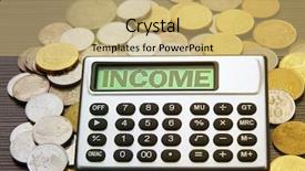  Presentation with calculator - Colorful presentation enhanced with text on display-income backdrop and a yellow colored foreground