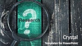  Presentation with research - Theme enhanced with text painted and magnifying glass background and a dark gray colored foreground