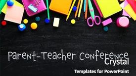  Presentation with teacher parent - Cool new slide deck with text parent-teacher conference backdrop and a dark gray colored foreground