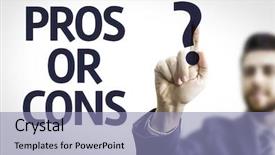  Presentation with business man climbs up to the top of 3d success stairs steps - Beautiful PPT theme featuring text pros or cons backdrop and a light blue colored foreground